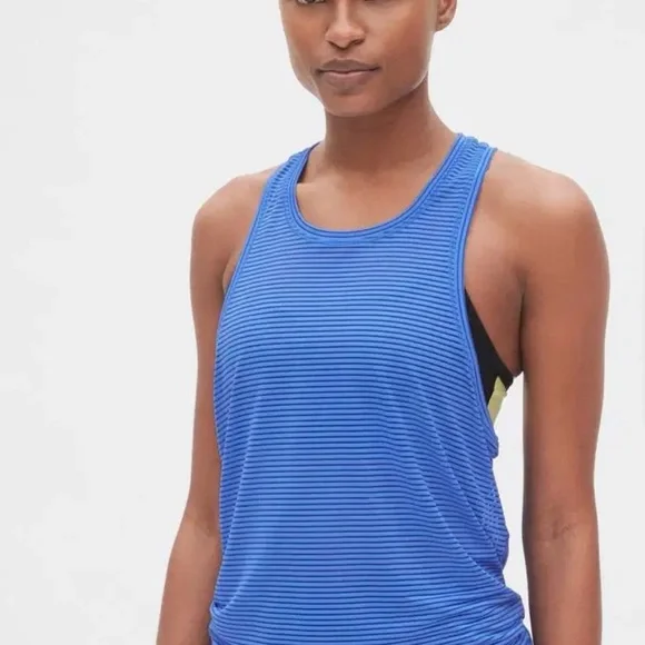 GapFit Tank Top Tie Back Blue Striped Women's Tank Top Size XL - Picture 2 of 7
